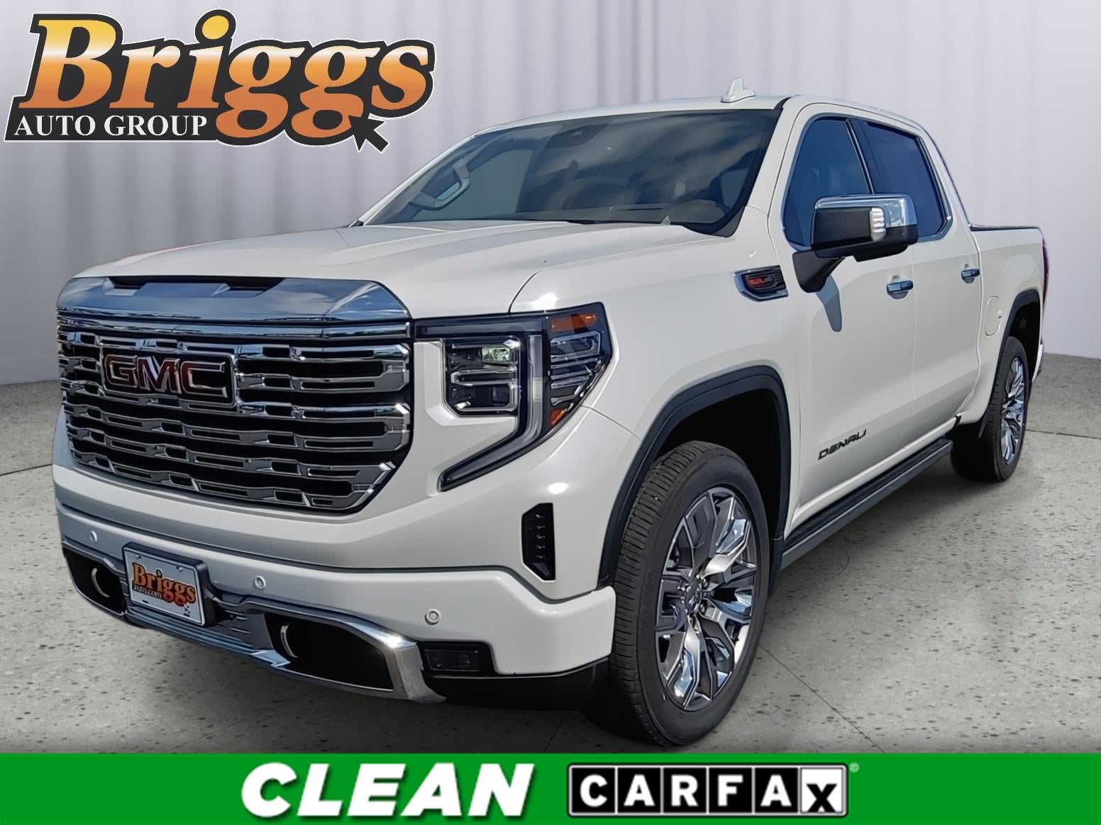 2024 GMC Sierra 1500 Denali in White Frost Tricoat — front three-quarter view