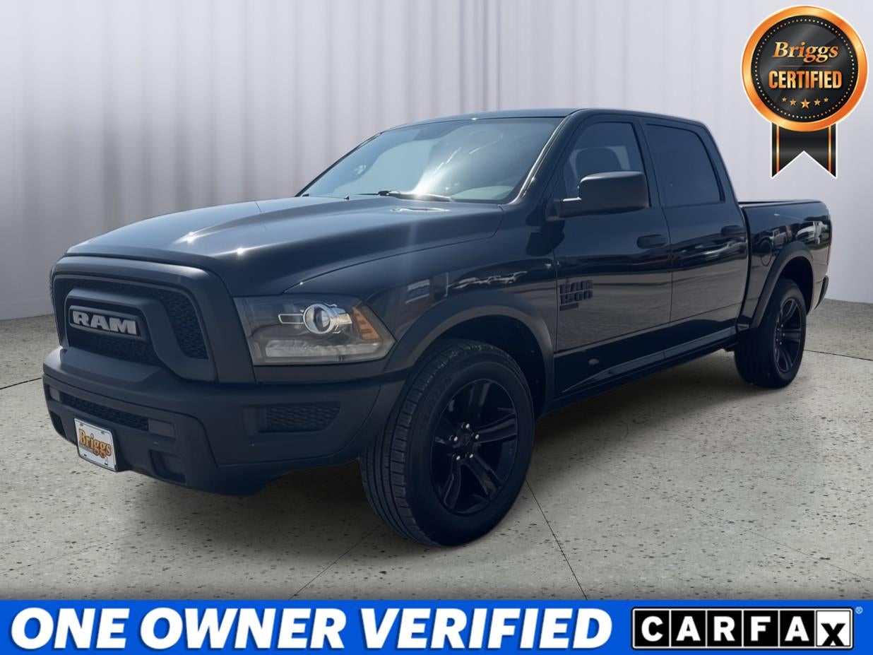 2024 RAM 1500 Classic Warlock Crew Cab 4x2 5'7' Box in Diamond Black Crystal Pearlcoat — front three-quarter view