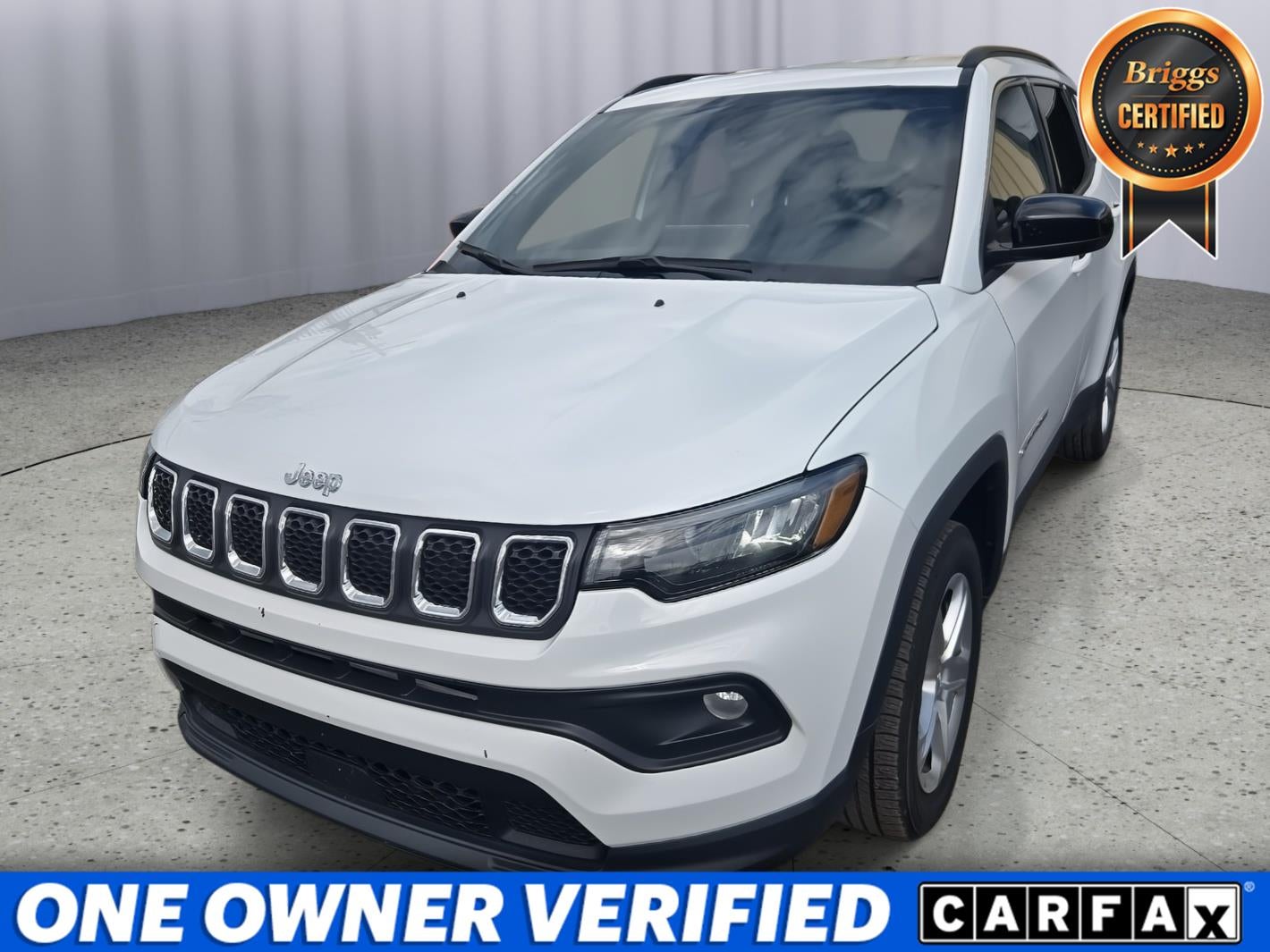 2024 Jeep Compass Latitude 4x4 in Bright White Clearcoat — front three-quarter view