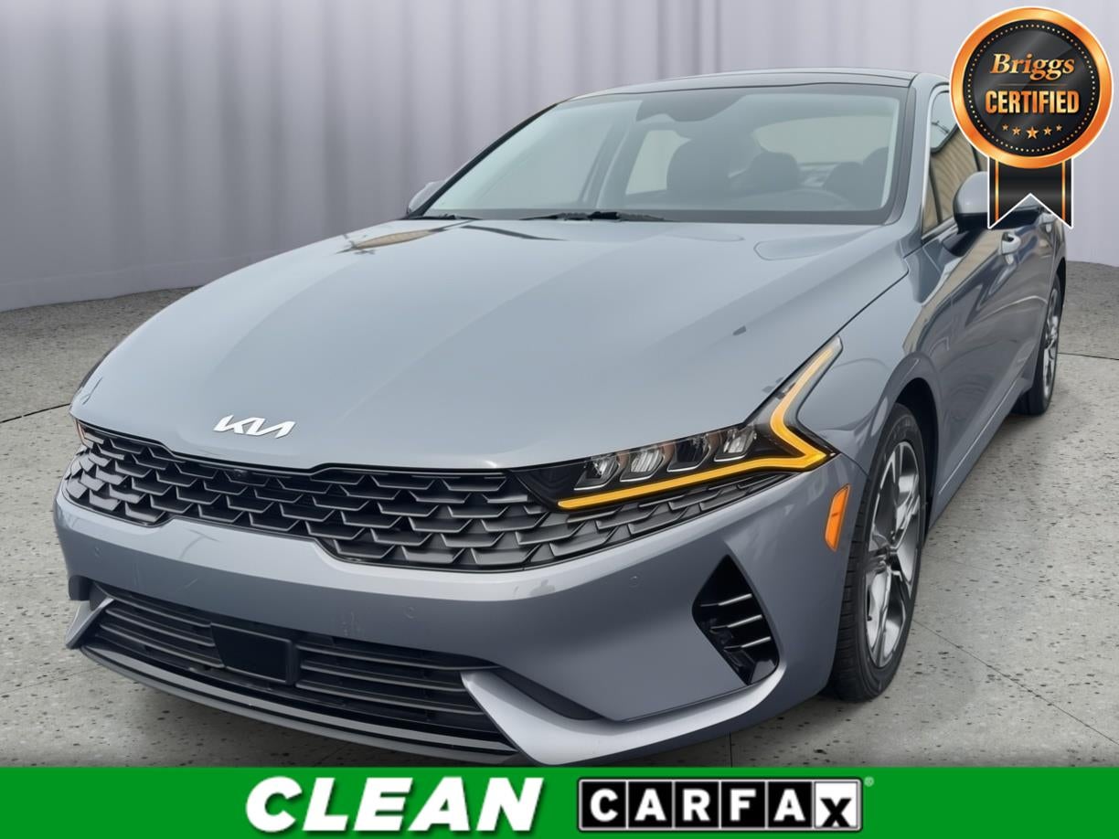 2024 Kia K5 EX in Everlasting Silver — front three-quarter view