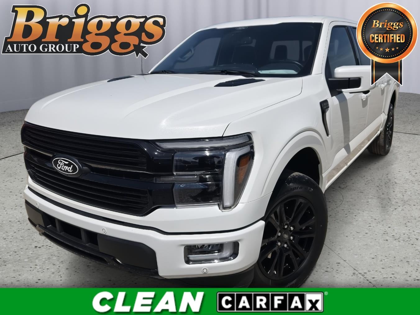 2024 Ford F-150 Platinum in Star White Metallic Tri-Coat — front three-quarter view