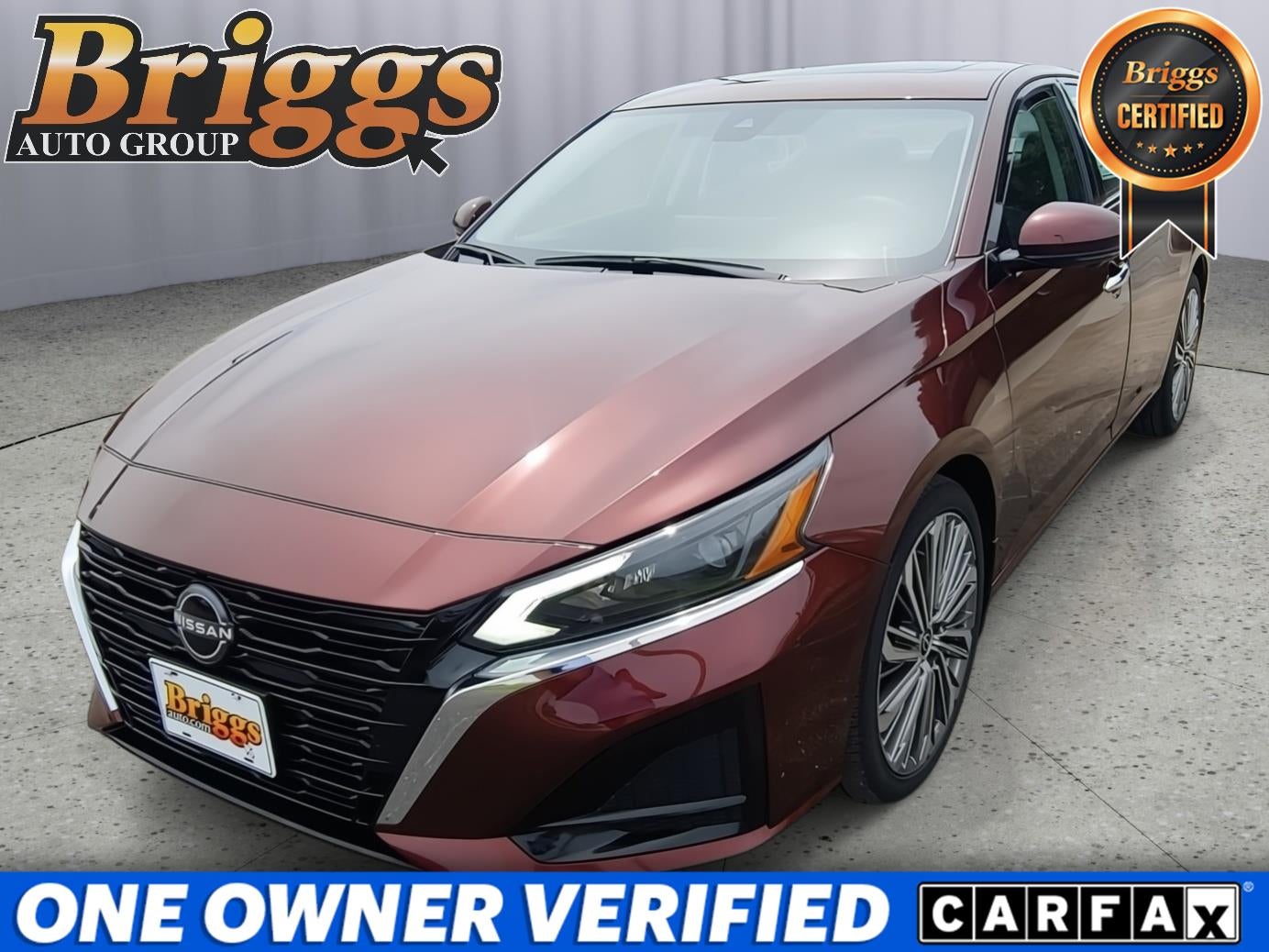 2023 Nissan Altima 2.5 SL in Garnet Pearl Metallic — front three-quarter view