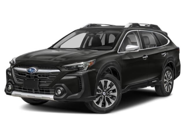 2025 Subaru Outback Touring in Crystal Black Silica — front three-quarter view