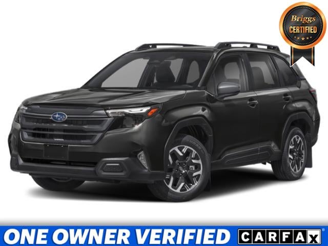 2026 Subaru Forester Premium in Crystal Black Silica — front three-quarter view
