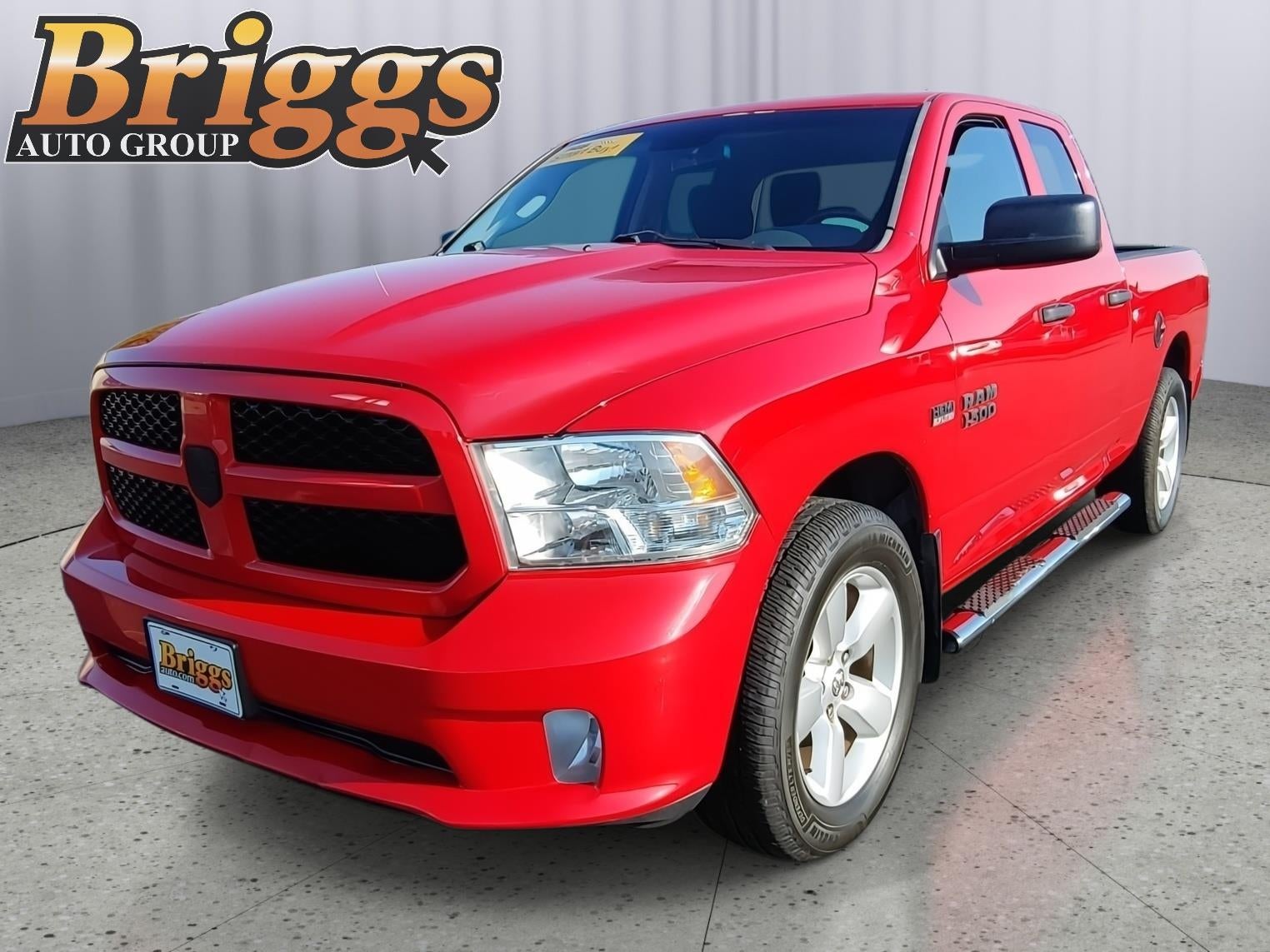 2015 RAM 1500 Express in Flame Red Clearcoat — front three-quarter view