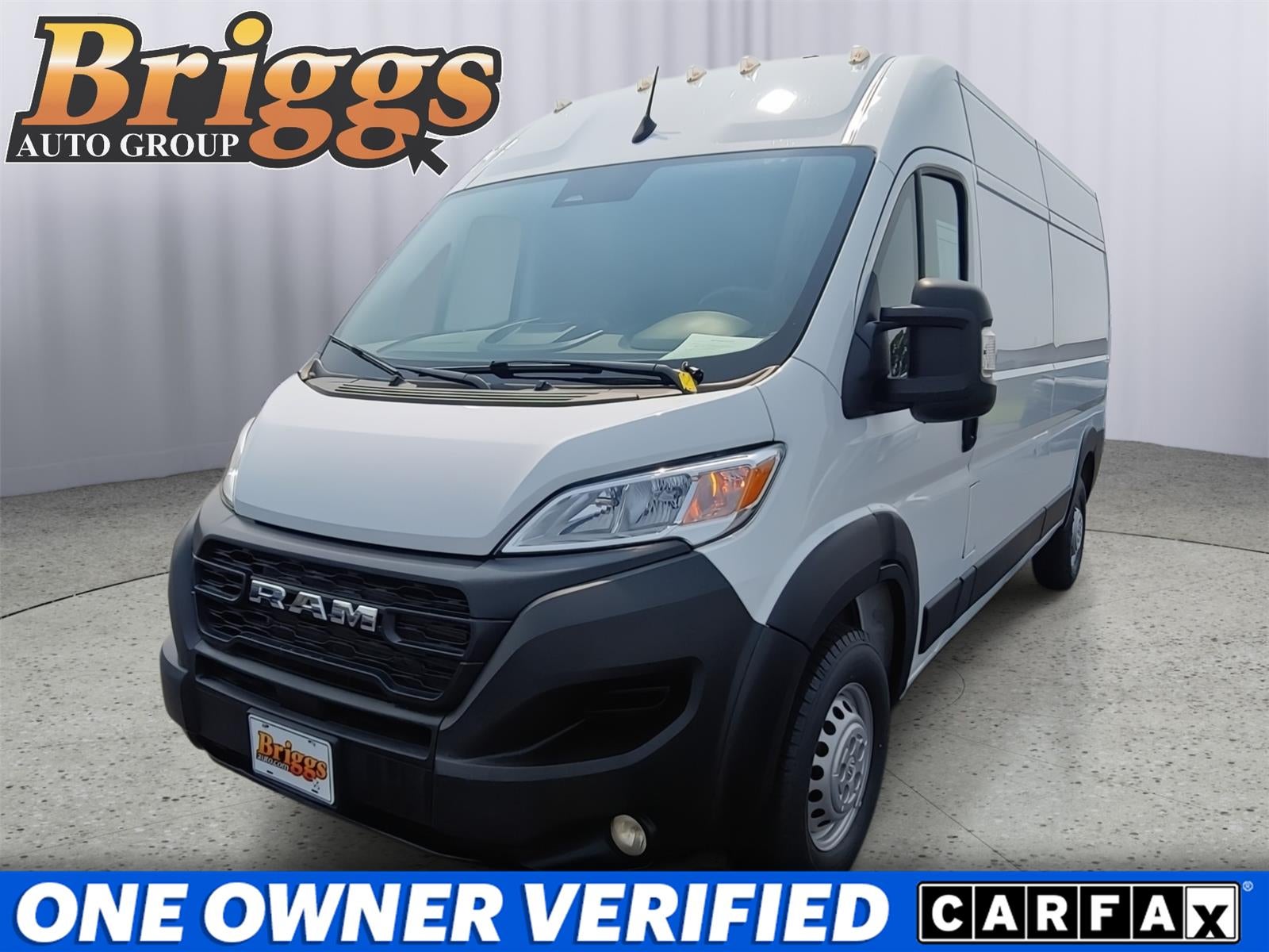 2025 RAM ProMaster Cargo Van Tradesman in Bright White Clearcoat — front three-quarter view