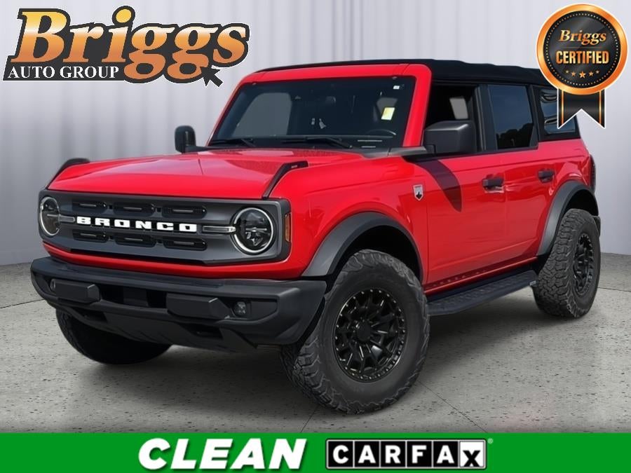 2021 Ford Bronco Big Bend in Race Red — front three-quarter view