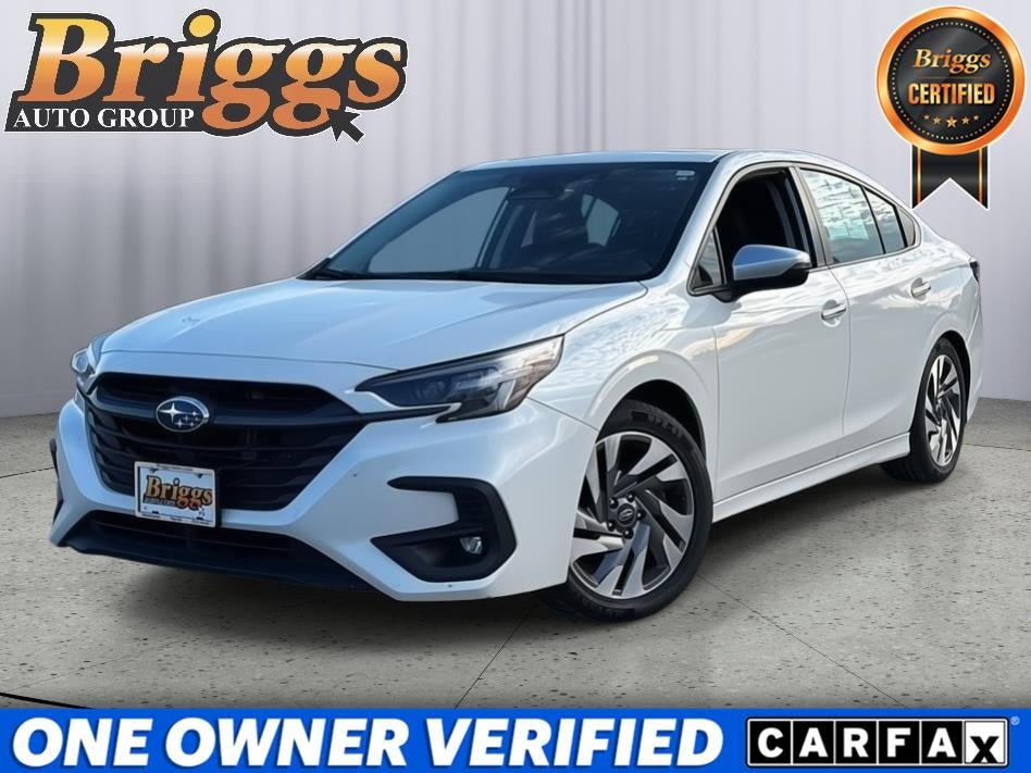 2023 Subaru Legacy Touring XT in Crystal White Pearl — front three-quarter view